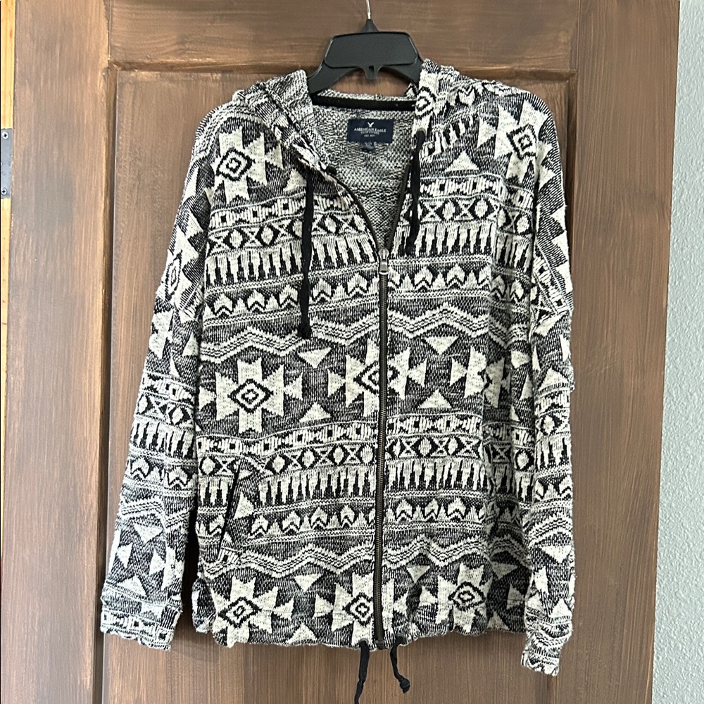 American Eagle Outfitters Black & White Aztec Hoodie